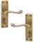 URFIC 14-100-325-AB Victorian Scroll Antique Copper Bathroom Door Handle Set