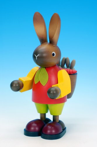 Christian Ulbricht Osterhase Hasenmann mit Kindern, Höhe 22 cm, 37303, Original Holzkunst aus dem Erzgebirge Seiffen, Handarbeit