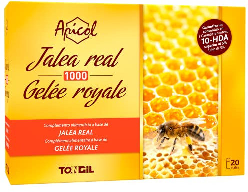 Apicol Jalea Real Liofilizada 20 viales de 1000mg de Tongil - Contenido Garantizado en mín. 5% 10-HDA, Ácido Graso Exclusivo y Parámetro Revelador de su Rrescura y Calidad | de Tongil