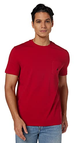 Nautica Men's Solid Crew Neck Short Sleeve Pocket T-Shirt, Nautica Red, Small