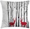 ABAKUHAUS Hirsch Kissenbezug, Deer Baum Waldvogel, Kissenhülle mit Reißverschluss Waschbar Farbfest Beidseitiger Druck, 50 x 50 cm, Schwarz Weiß Rot