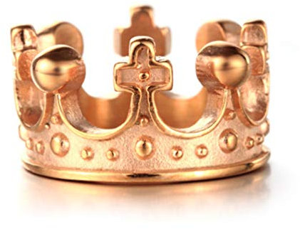 PAURO Herren Edelstahl Europa und Amerika Stil Imperiale Krone Ring Roségold Größe 70 (22.3)