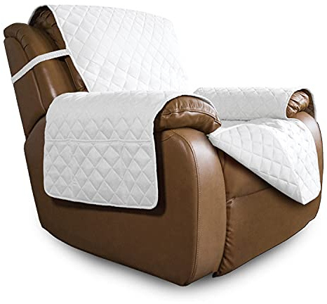 Easy-Going Übergroßer Bezug für Liegestuhl, wendbar, Sofabezug für Wohnzimmer, wasserabweisend, Möbelschutz mit elastischen Bändern, für Haustiere und Hunde (übergroße Liege, Weiß/Weiß)