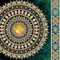 Forwall Fototapete Vlies Tapete Wanddeko Mandala Orient - Grün Gold Schwarz Moderne Wanddekoration Wandtapete Vliestapete 10121VEXXXL 416cm x 254cm Schlafzimmer Wohnzimmer