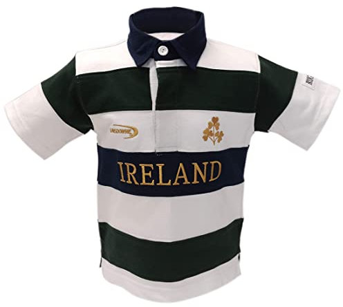 Lansdowne Ireland Kinder Rugbyshirt, halblanger Ärmel, Weiß / goldfarben, Age 5/6years