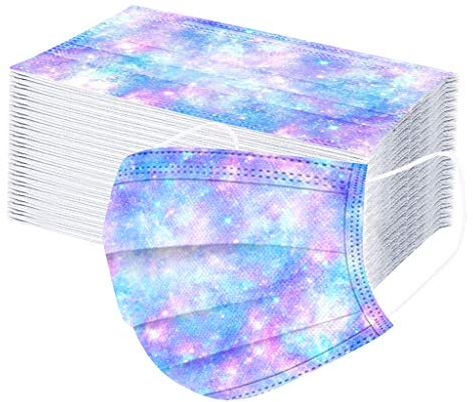 AmyGline 50 Stück Kinder-Mundschutz mit Motiv Cartoon Druck,Einweg_3-lagig_Staubdicht,Atmungsaktiv Mundbedeckung Bandana Halstuch für Jungen und Mädchen (V-Blumen, 50PC)