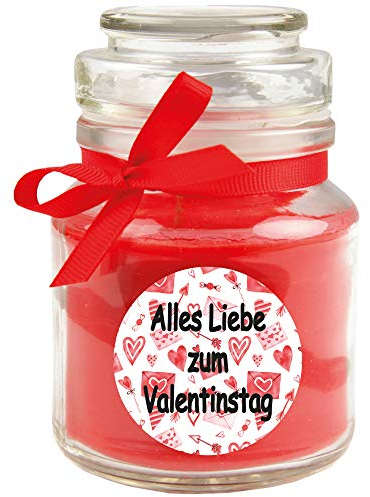 Duftkerze zum Valentinstag im Bonbonglas (mit Deckel) - Ideales Valentinstagsgeschenk für Sie und Ihn, vers. Motive zur Auswahl