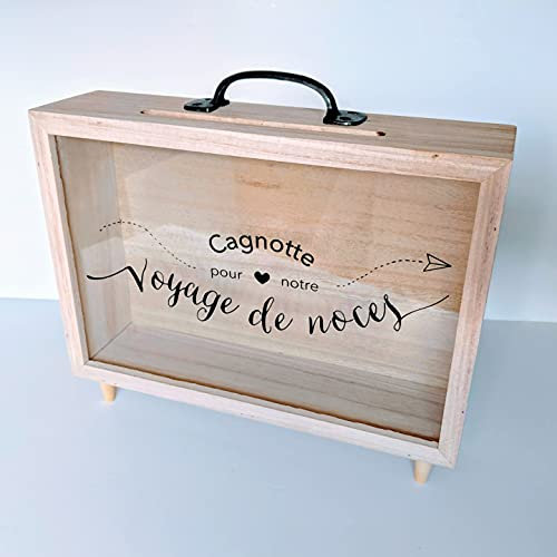 Urne Mariage - Cagnotte Mariage - Voyage de Noces/Lune de Miel - Cadeau de Mariage - Accessoire Mariage (Taille L)