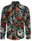 HISDERN Mens Floral Casual Shirts Long Sleeve Fancy Funky Dress Shirt Button Down for Festival Party XL Black/Orange
