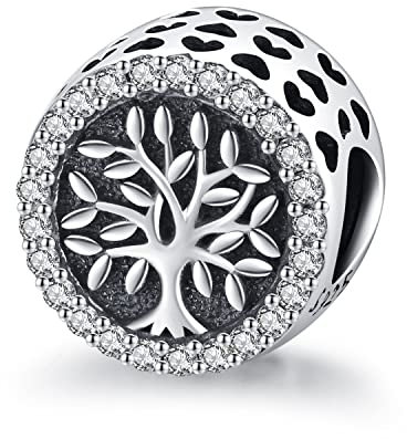 Abalorios Mujer Charm plata de ley 925 Compatible con Pandora Pulsera Europeas Colgantes, Charm Árbol de la vida Regalo para Mujer (06-árbol de la vida)