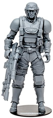McFarlane Toys, Warhammer 40000 Darktide Veteran Guardsman Action Figure with 22 Moving Parts, Unpainted Collectible Warhammer Figure with collectors stand base, Customise Your Figure – Ages 12+