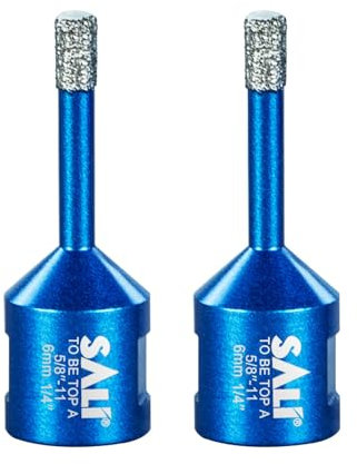 SALI Diamond Core Drill Bits 2pcs (6mm) Tile Hole Saws Vacuum Brazed Hole Saw with M14 Thread for Glass Ceramic Porcelain Tiles Marble Brick Granite Quartz Fit Angle Grinders Drills