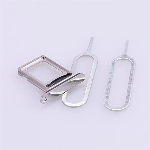 Für iPhone 13/13 Pro Max SIM-Kartenfach Slot Halter Ersatz, (Dual Card Version) mit wasserdichtem Gummidichtungsring + SIM-Kartenfach offener Auswurfstift Silber