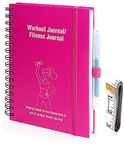 Hardcover-Fitness-Tagebuch, Workout-Tagebuch für Frauen, Xummero 12-Monats-Kalender, A5, Workout-Protokollbuch, Workout-Planer, Fitnessstudio, Tagebuch, Formdiagramm, Gesundheitstracker (Pink)
