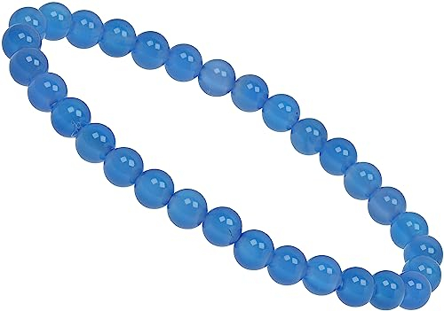 ELEDORO Stretch Armband aus echten Edelstein-Perlen (6mm) – Perlenarmband für stilvolle Eleganz (Achat blau)