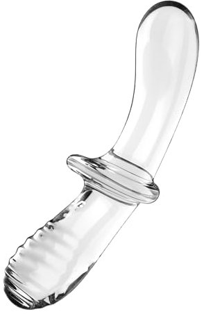 Satisfyer Double Crystal | 20 cm | G-Spot Dildo | Glass Dildo | Borosilicate Glass | Smooth and grooved Structure for More Stimulation | Handle and Wide Base for Safe Play