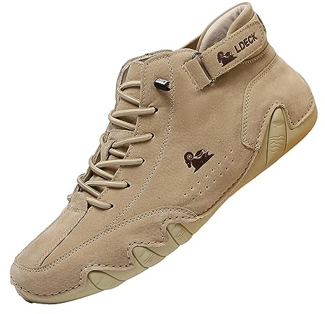 Povanjer Stivali Alti Fatti A Mano Italiano In Pelle Suede Con Velcro Scarpe Da Ginnastica In Pelle Morbida
