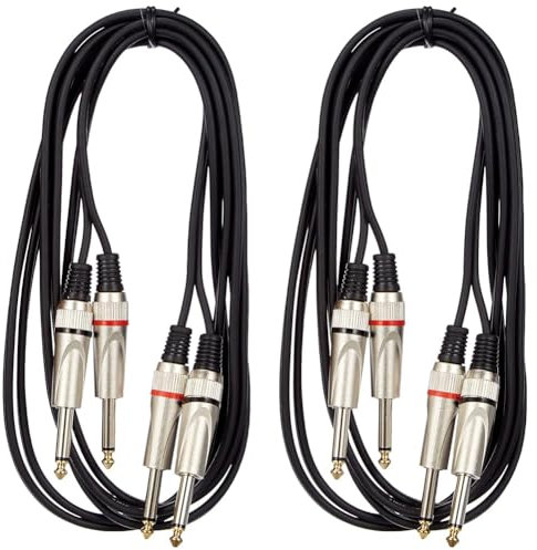 Stagg STC3P Phone Plug - Phone Plug Audio Twin Cable - 3m (Pack of 2)