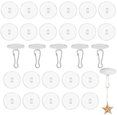 JOOTUEPO Ganci a Soffitto Autoadesivi Trasparenti, 30 Pezzi Senza Perforazione Ganci per Montaggio a Soffitto con Clip per Pennone Ganci Decorativi per Camera da Letto Bagno