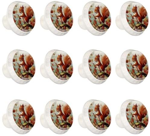 GUEROTKR Round Kitchen Cabinet Knobs Handles,Knobs for Dresser Drawers,12Pcs,Animal Jungle Leaf,Cabinet Door Knobs