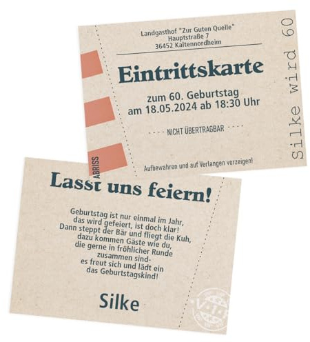 Herz & Heim® 12 Einladungskarten zum Geburtstag im Postkartenformat selber gestalten (Eintrittskarte)
