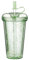 Glitzerbecher doppelwandiger Becher mit Deckel und Strohhalm 420 ml sicherer Isolierbecher mit Strohhalm auslaufsichere Glitzerbecher tragbarer Wasserbecher mit Strohhalm und Deckel für Schule Grün