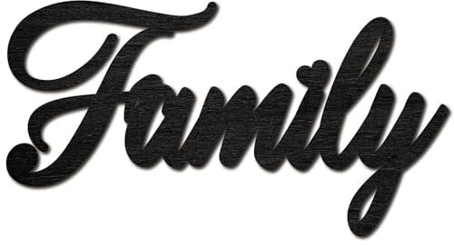 CREATCABIN Family Wood Cut Decor Laser Cut Sign Wooden Door Sign Wall Hanging Decoration Unfinished Color DIY Crafts New House Door Display Gift for Friends New Couple Housewarming Black 11.9x6.3 Inch