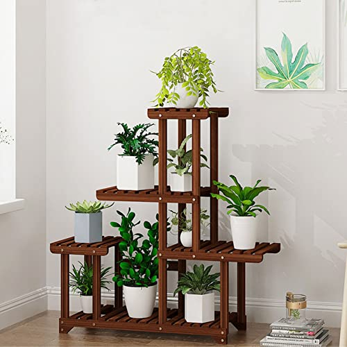 RWRAPS Mehrstufige Pflanzenregale aus massivem Holz, 5 Ebenen aus Holz, Pflanzenregal, Leiter, Pflanzenregal, Bücherregal, Balkon, Garten, Blumen, Pflanzen, Dekorationsständer