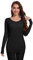 SIMIYA Thermo Unterhemd Damen Thermoshirt Langarm Thermounterwäsche Thermo Oberteil Warme Unterwäsche Winter Thermal Base Layer mit U-Kragen,Schwarz,M