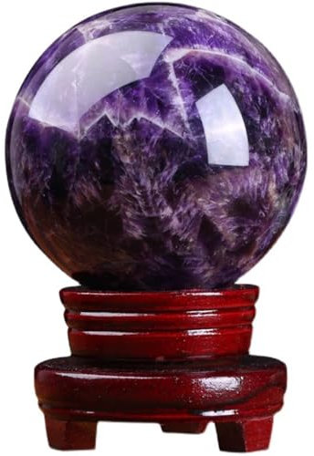 OYWEHECE Amethyst-Kristallkugel mit Holzständer, Große Heilkristalle, Kugelskulptur, Heimbüro-Dekoration, Fengshui-Meditation,3.93in