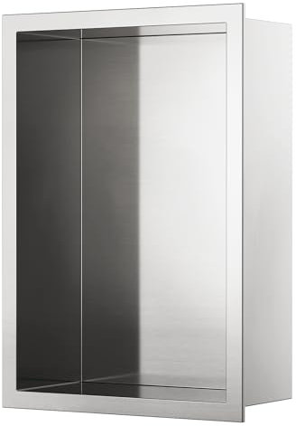 KEOKBON 23x33 x10 cm Nano-Silber Wandnische Dusche Edelstahl Einzelregal Lagerung, Keine Fliesen Erforderlich Duschnische für Dusche Duschablage Badezimmer