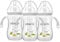 Oberni Weighted Baby Bottles with Size 4 Fast Flow Breast-Like Teat for 12 Months Plus / 1 Year Old Newborn Babies, 270ml/9oz, Non-Slip Handles, Anti-Colic, Grey/3 Pack