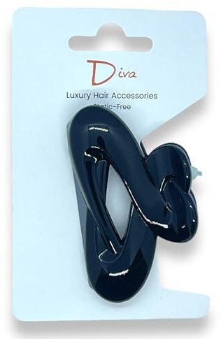 Diva - Pinza per capelli intrecciata, elegante e di alta qualità, per tutti i tipi di capelli spessi e sottili, materiali di qualità, chic e alla moda, tenuta sicura, colore nero, 6 cm