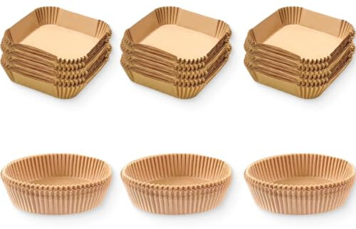 NJCXOLA Air Fryer Baking Paper, Papier Cuisson pour Air Fryer, 16cm Baking Paper Liner, Air Fryer Paper Accessories for Air Fryer 3-4.5L (2 formes)