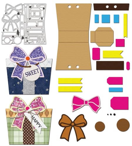 BENECREAT Geschenkboxen Faltbare Stanzformen, Zusammengesetzte Boxen Elemente Kohlenstoffstahl Prägeschablonen Metallschablonen für Scrapbooking, Album Foto, Kartenherstellung