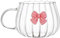 Kuuleyn Glass Pumpkin Cups,Beverage Glass Cup,Cute Bow Single Layer Reusable Coffee Cup,Vertical Stripe Coffee Mug with Handle for Milk Tea Espresso Cappuccino Mocha (Pink)