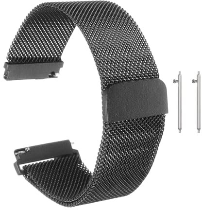 sourcing map Stainless Steel Mesh Watch Band 16mm Quick Release Metal Replacement Watch Strap with Magnetic Buckle for Men Women, Black