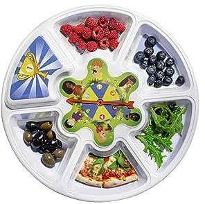 Jeuplay Snack Supper Spinner for Kids – Fun Divided Plate with 6 Compartments, Prize Lid & Spinner – Encourages Picky Eaters – BPA-Free Toddler Mealtime Tray
