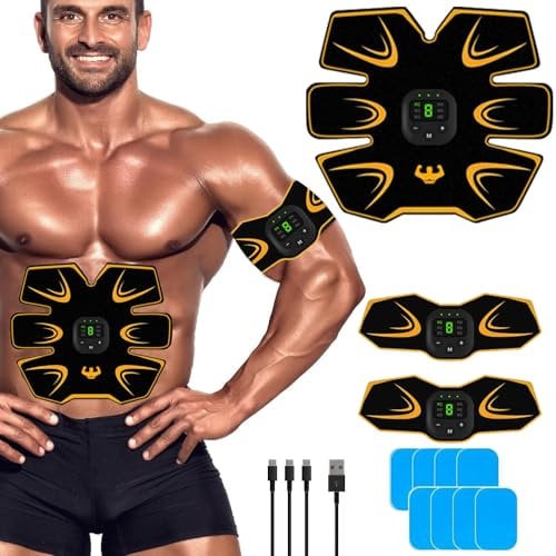 WARDBES EMS Trainingsgerät, EMS Bauchmuskeltrainer, USB Wiederaufladbar Muskelstimulator, Bauchtrainer Ganzkörper ABS/Bauch/Arm/Po Trainer, Männer und Frauen