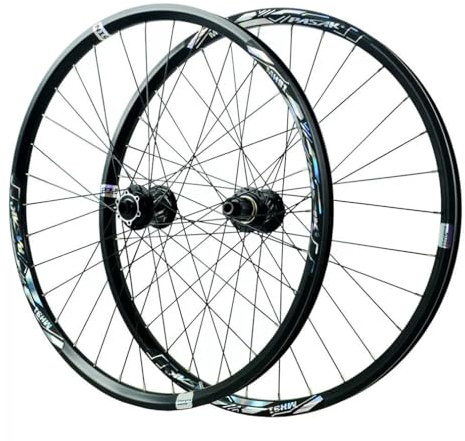 LSRRYD Mountainbike Vorder- Und Hinterrad 26 27,5 29 Steckachse Laufradsatz 110 * 20/142 * 12mm, Aluminiumlegierung Doppelwandige Felge for 7-12-Gang-Kassette, Scheibenbremse(27.5 Black,1 Pair)