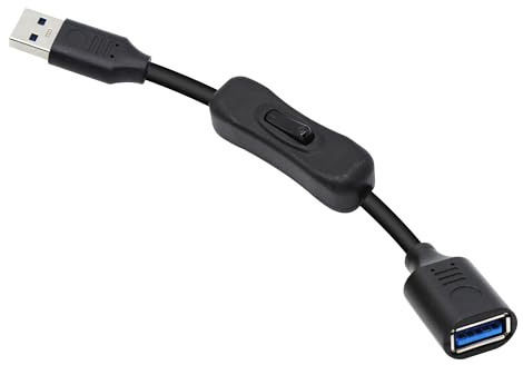 Xilaghy USB 3.0 Switch Extension Cable,USB Type A Male to Female Extension Cord with On/Off Switch,for LED Strips,LED Desk Lamp,USB Fan(15cm/5.9in)