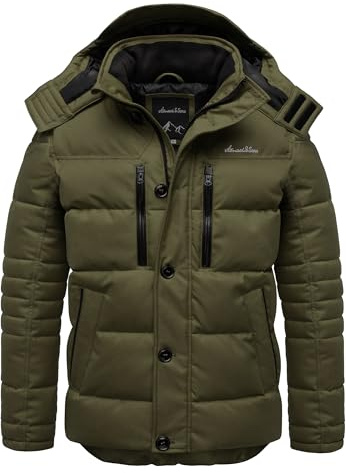 Amaci&Sons Herren Gefütterte Winter Jacke für Männer mit Kapuze 9138