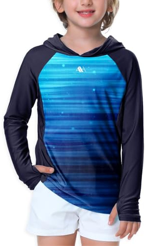 Arankhiger Jungen UV Shirt UPF50+ Rashguard mit Kapuze Kinder Badeshirt 152