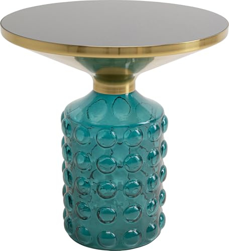 Kare Design Beistelltisch Lola Blau, blau, rund, Durchmesser 35 cm, Glassockel, Couchtisch, Wohnzimmer, Nachttisch