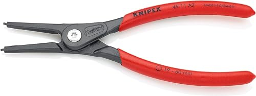 Knipex Pinza di Precisione per Anelli di Sicurezza per Anelli di Sicurezza Esterni Su Alberi Bonderizzata Grigia, Rivestiti in Resina Sintetica Antiscivolo 180 Mm 49 11 A2