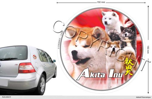 Pets-easy Circular Aufkleber Hund 15 cm Akita Inu
