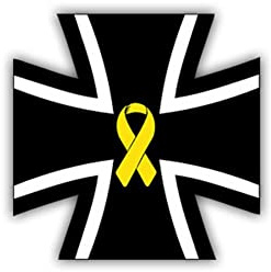 Aufkleber/Sticker Kreuz mit Gelber Schleife Bundeswehr Solidarität 7x7cm #A1019