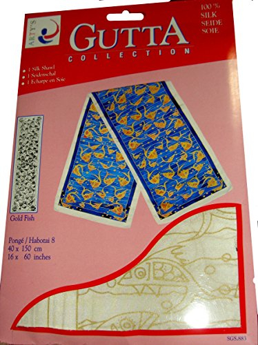 ARTY'S Gutta Collection - Seidenschal Motiv: Gold Fish - Pongé 08, ca. 40x150cm, rollierte Ränder (Gutta Gold)