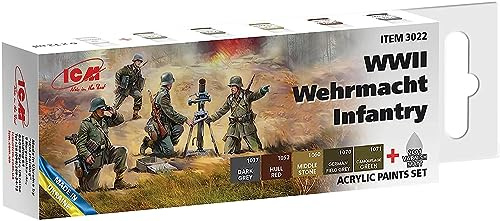 ICM 3022 - Acrylic Paint Set for WWII Wehrmacht Infantry 6 x 12 ml - Neu