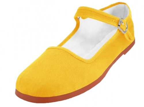 Shoes8teen Women's Cotton China Doll Mary Jane Shoes Ballerina Ballet Flats Shoes 9 M US 114 Yellow